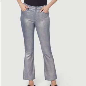 FRAME Silver Leather Cropped Pants